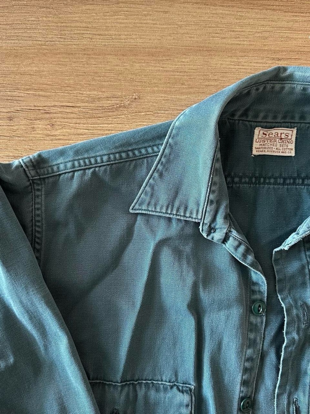 Sears Men's Teal Green Button-Down Shirt